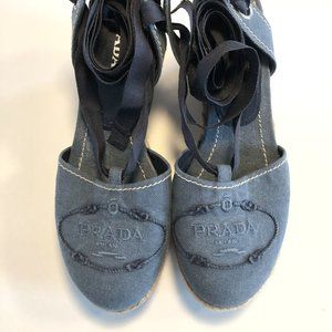 Prada Espadrille Wedges in Denim